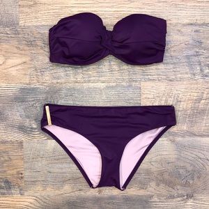 Victoria’s Secret 32DD Purple Bandeau Swim Top and Forever Hipster Bottoms